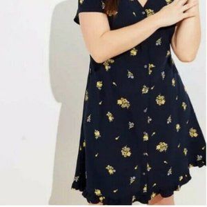 LOFT Plus Button Down Pocket Flare Dress